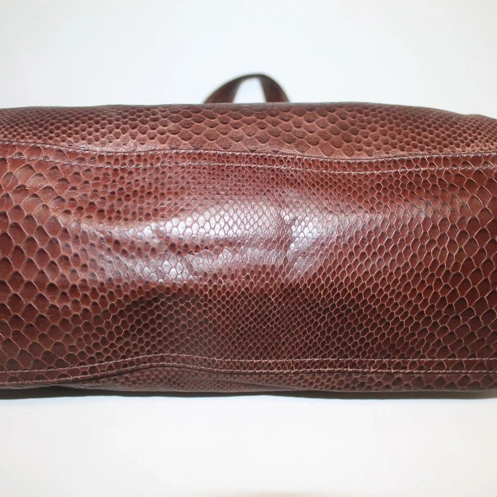 Cole Haan Brown Leather Tote with Gold Chain Detail